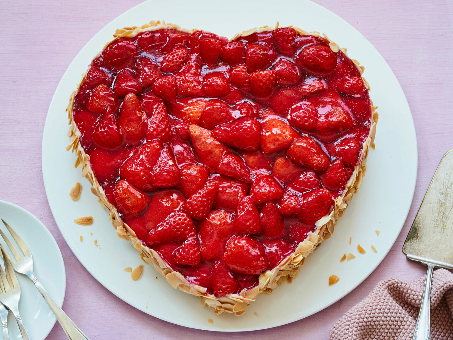 Heart Strawberry Vanilla Cake